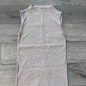 Everlane The Supima Micro-Rib Funnel-Neck Tank Heathered Burnt Sugar Sz XS